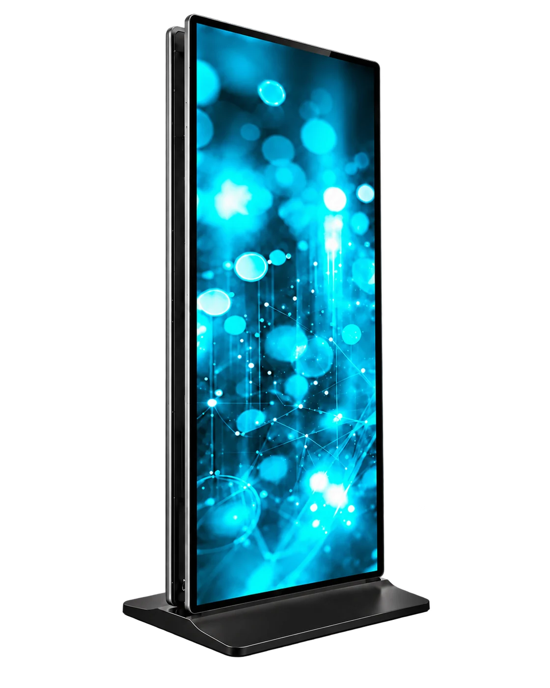 Totem LED vertical com área de tela ampliada, recortado sem fundo